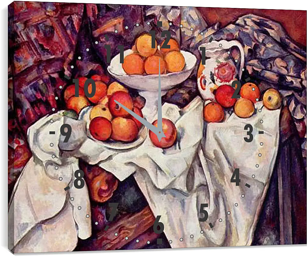 Часы картина - Still Life with Apples and Oranges. Поль Сезанн