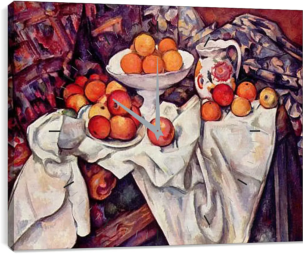 Часы картина - Still Life with Apples and Oranges. Поль Сезанн