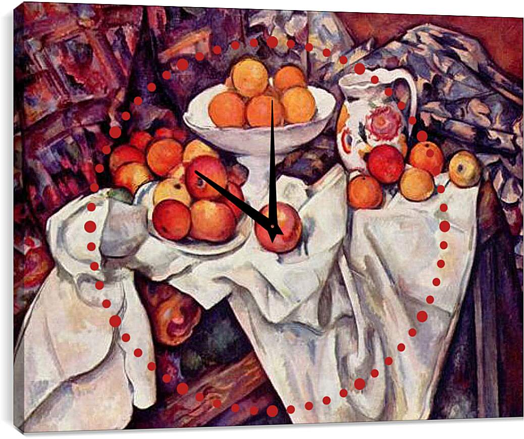 Часы картина - Still Life with Apples and Oranges. Поль Сезанн