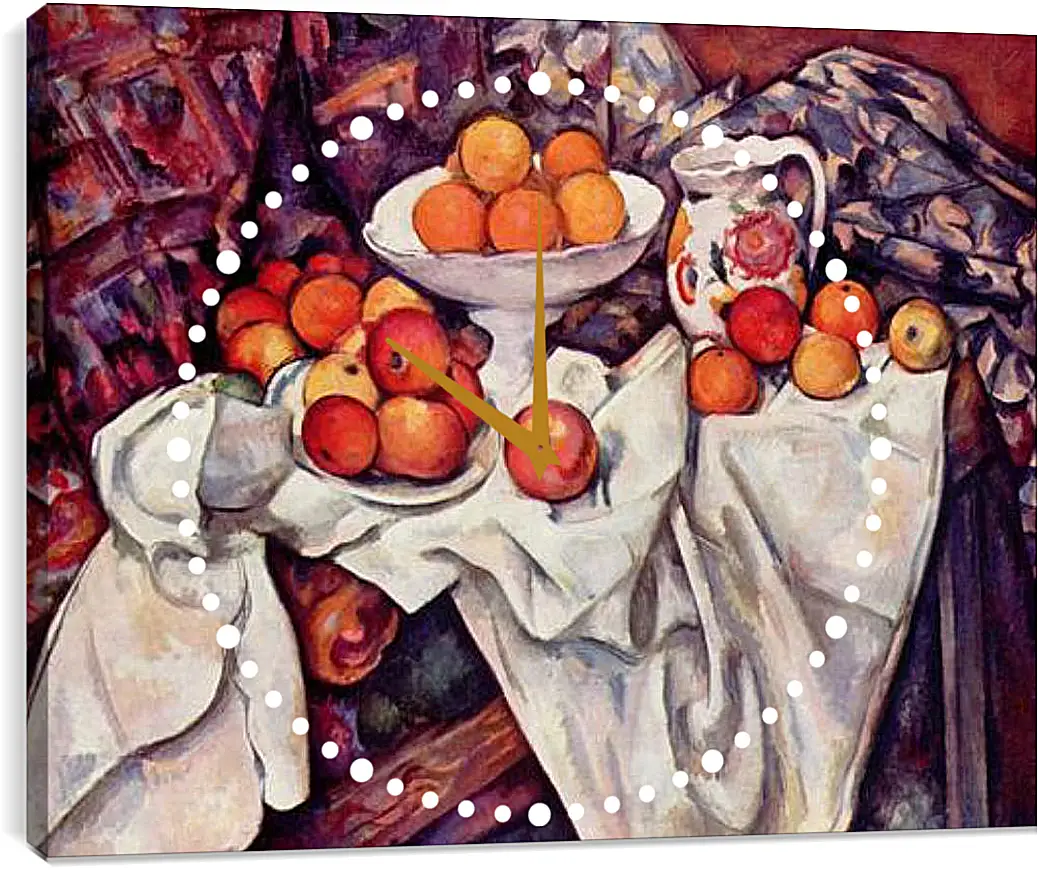 Часы картина - Still Life with Apples and Oranges. Поль Сезанн