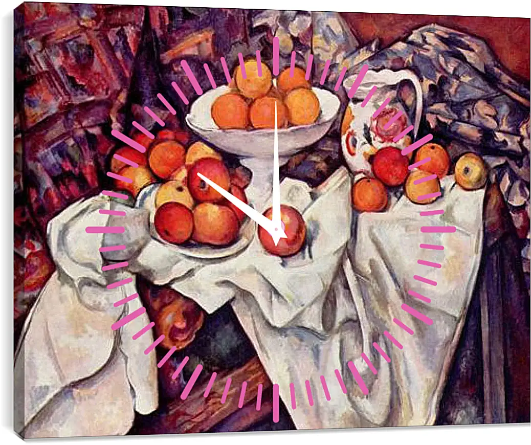 Часы картина - Still Life with Apples and Oranges. Поль Сезанн