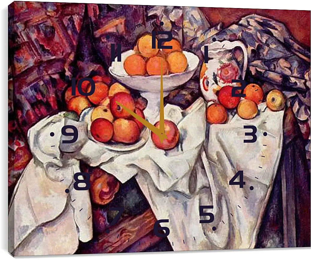 Часы картина - Still Life with Apples and Oranges. Поль Сезанн