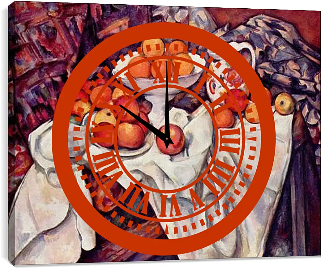 Часы картина - Still Life with Apples and Oranges. Поль Сезанн