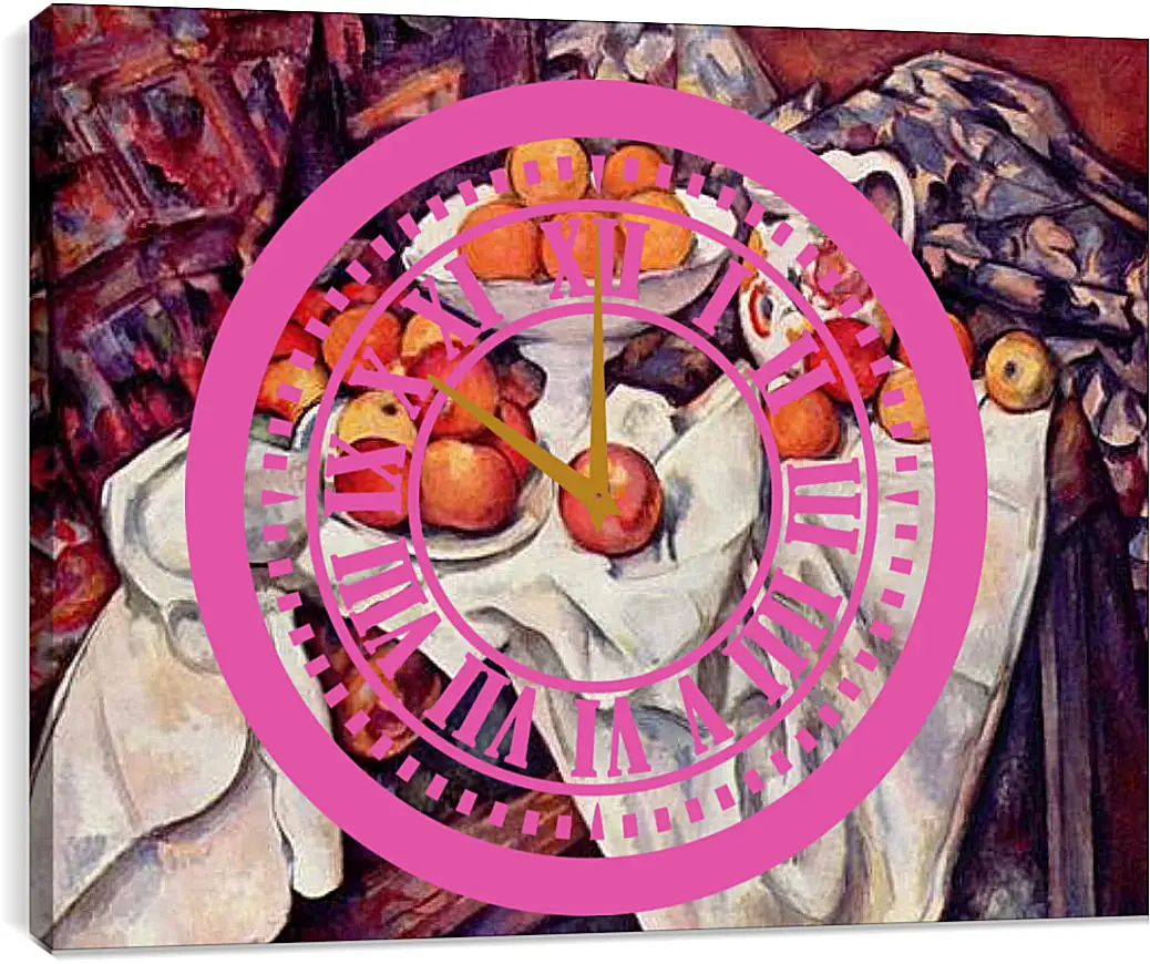 Часы картина - Still Life with Apples and Oranges. Поль Сезанн