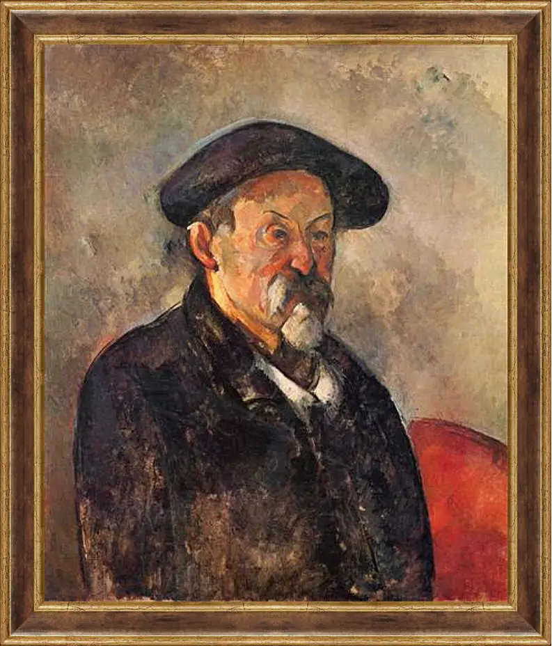 Картина в раме - Self-portrait with Beret. Поль Сезанн