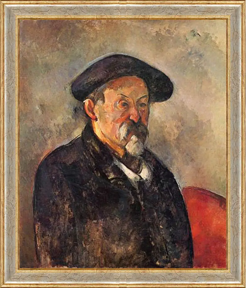 Картина в раме - Self-portrait with Beret. Поль Сезанн