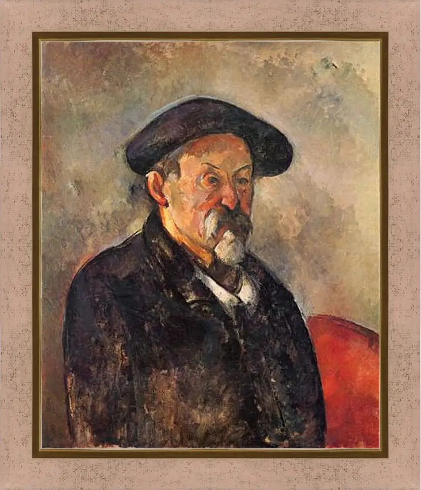 Картина в раме - Self-portrait with Beret. Поль Сезанн