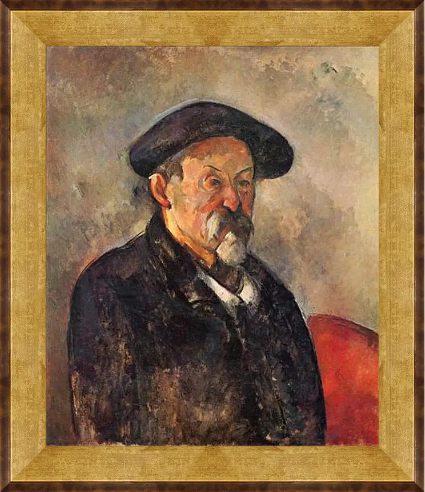 Картина в раме - Self-portrait with Beret. Поль Сезанн