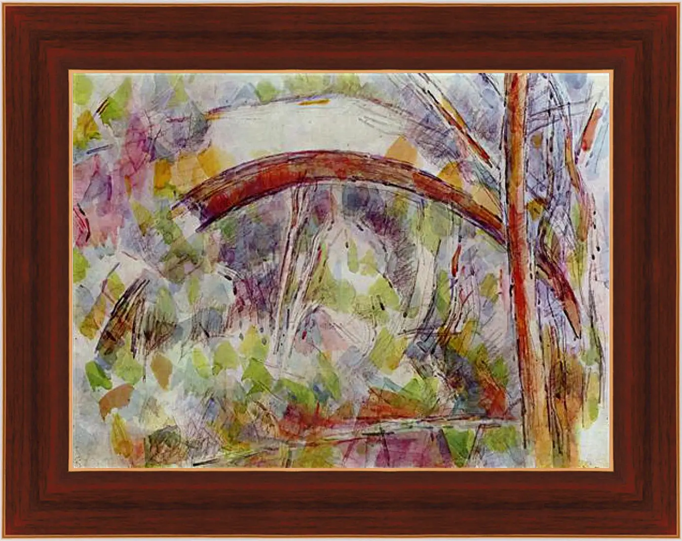 Картина в раме - River with the Bridge of the Three Sources. Поль Сезанн