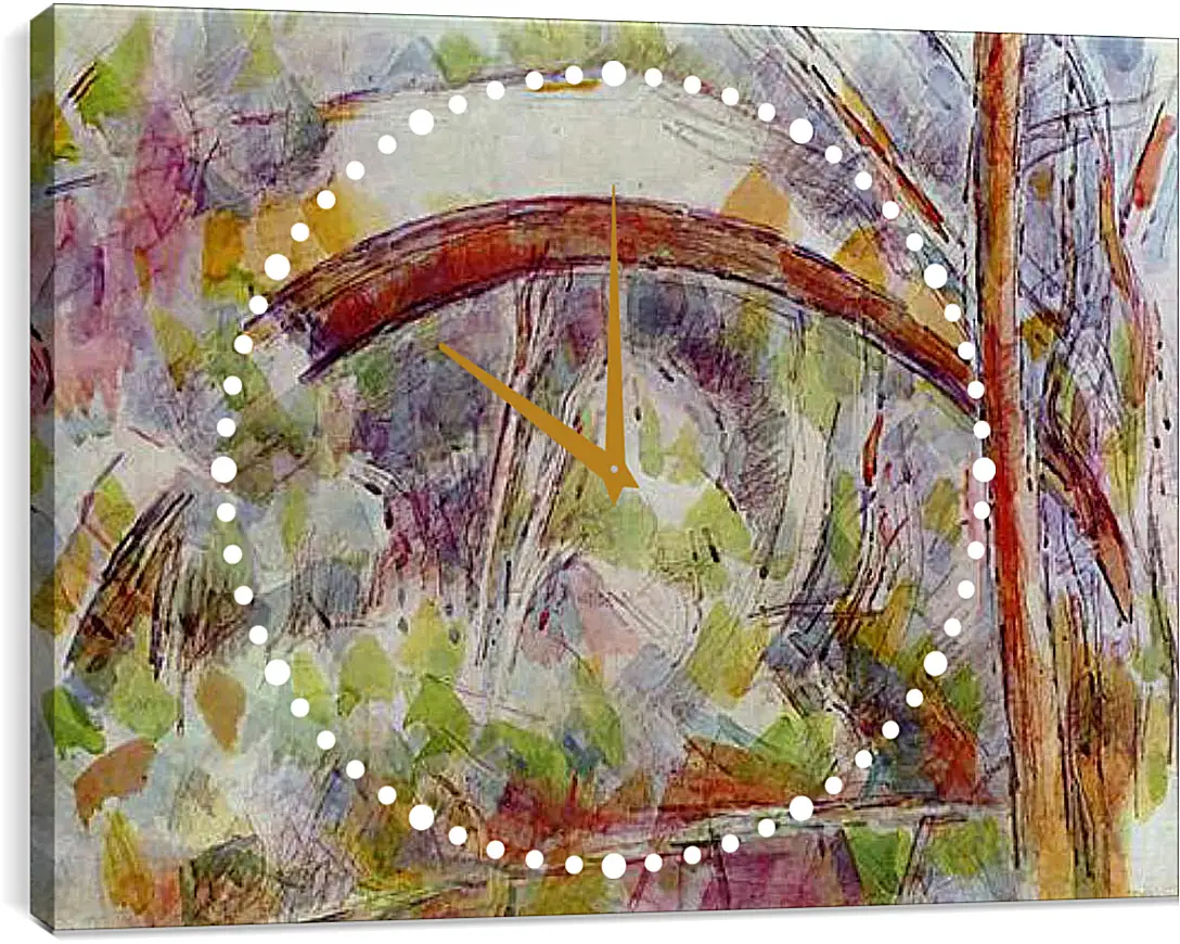 Часы картина - River with the Bridge of the Three Sources. Поль Сезанн