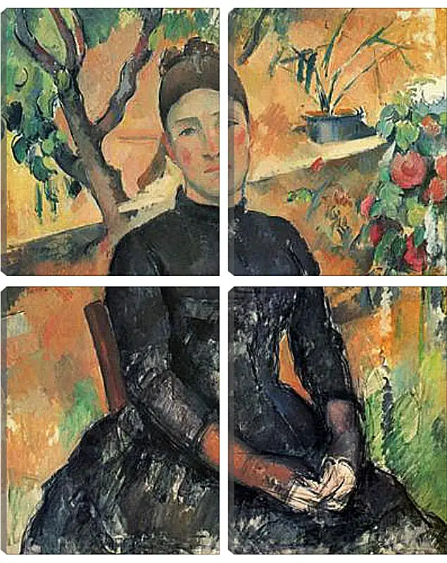 Модульная картина - Madame Cezanne in the Greenhouse. Поль Сезанн