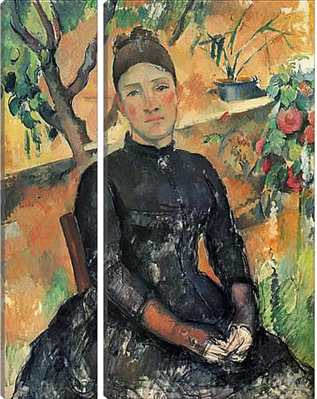 Модульная картина - Madame Cezanne in the Greenhouse. Поль Сезанн