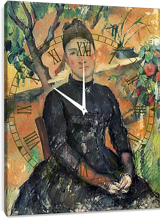 Часы картина - Madame Cezanne in the Greenhouse. Поль Сезанн