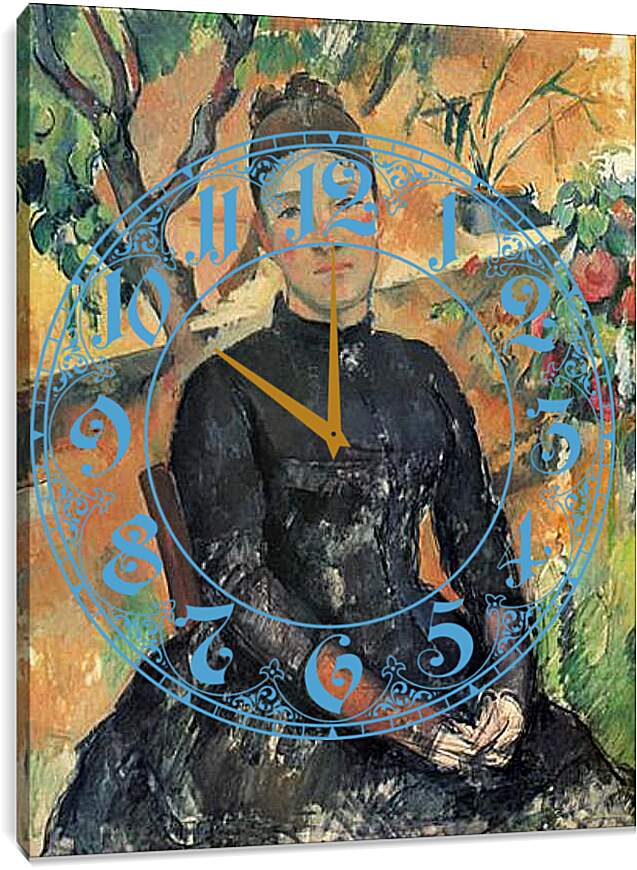Часы картина - Madame Cezanne in the Greenhouse. Поль Сезанн