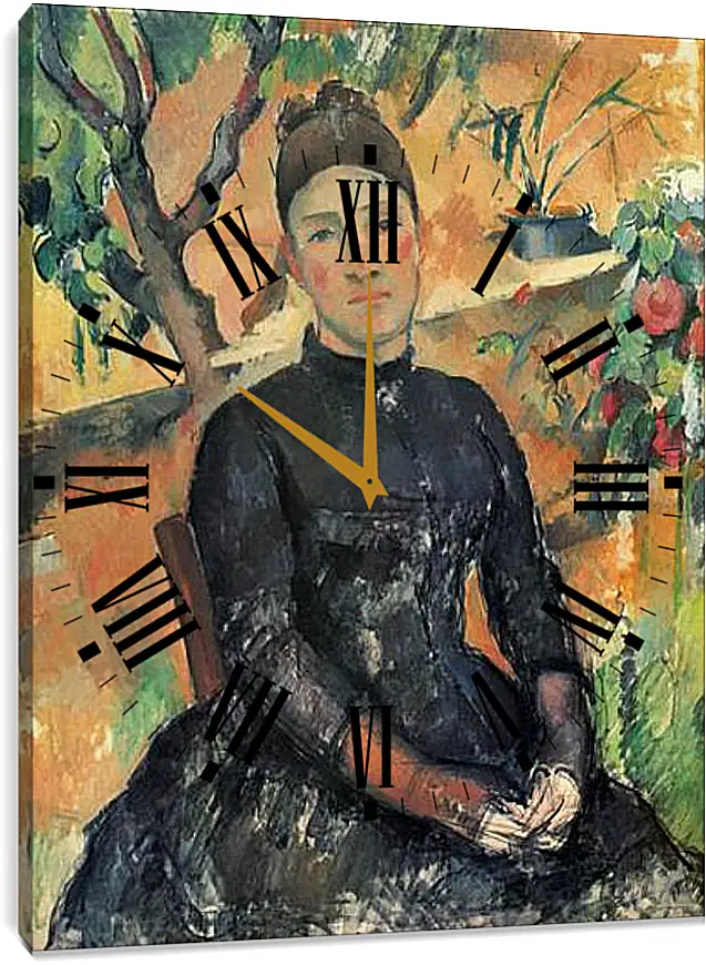 Часы картина - Madame Cezanne in the Greenhouse. Поль Сезанн
