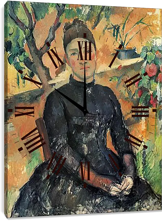 Часы картина - Madame Cezanne in the Greenhouse. Поль Сезанн