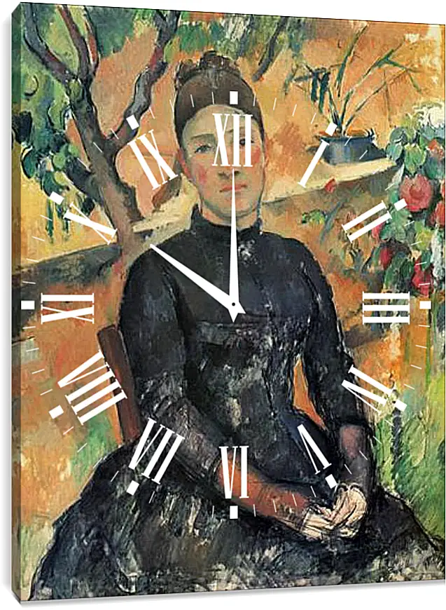 Часы картина - Madame Cezanne in the Greenhouse. Поль Сезанн