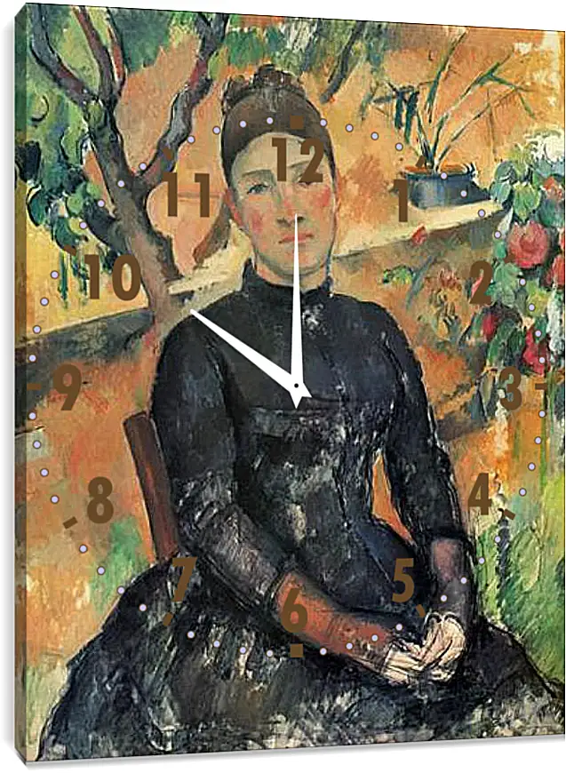 Часы картина - Madame Cezanne in the Greenhouse. Поль Сезанн