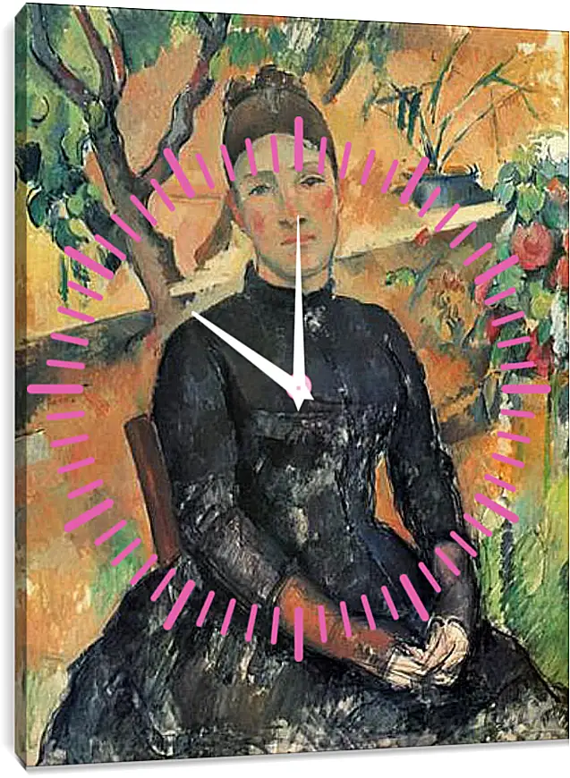 Часы картина - Madame Cezanne in the Greenhouse. Поль Сезанн