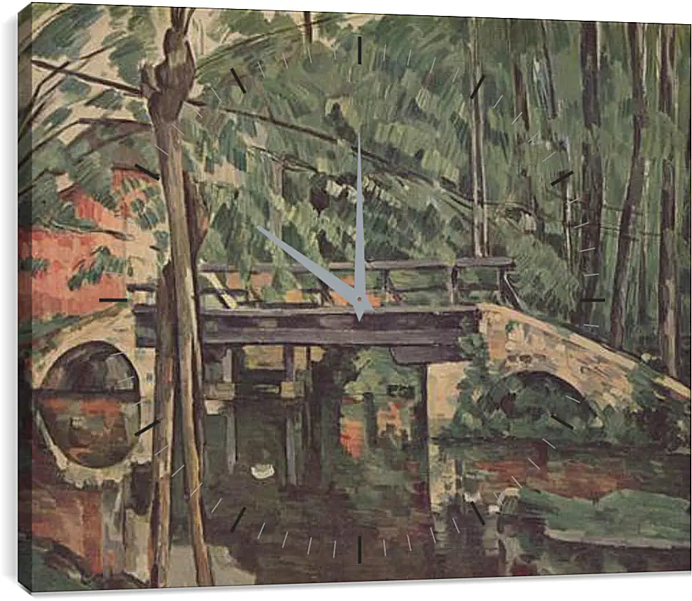 Часы картина - Le petit pont. Поль Сезанн