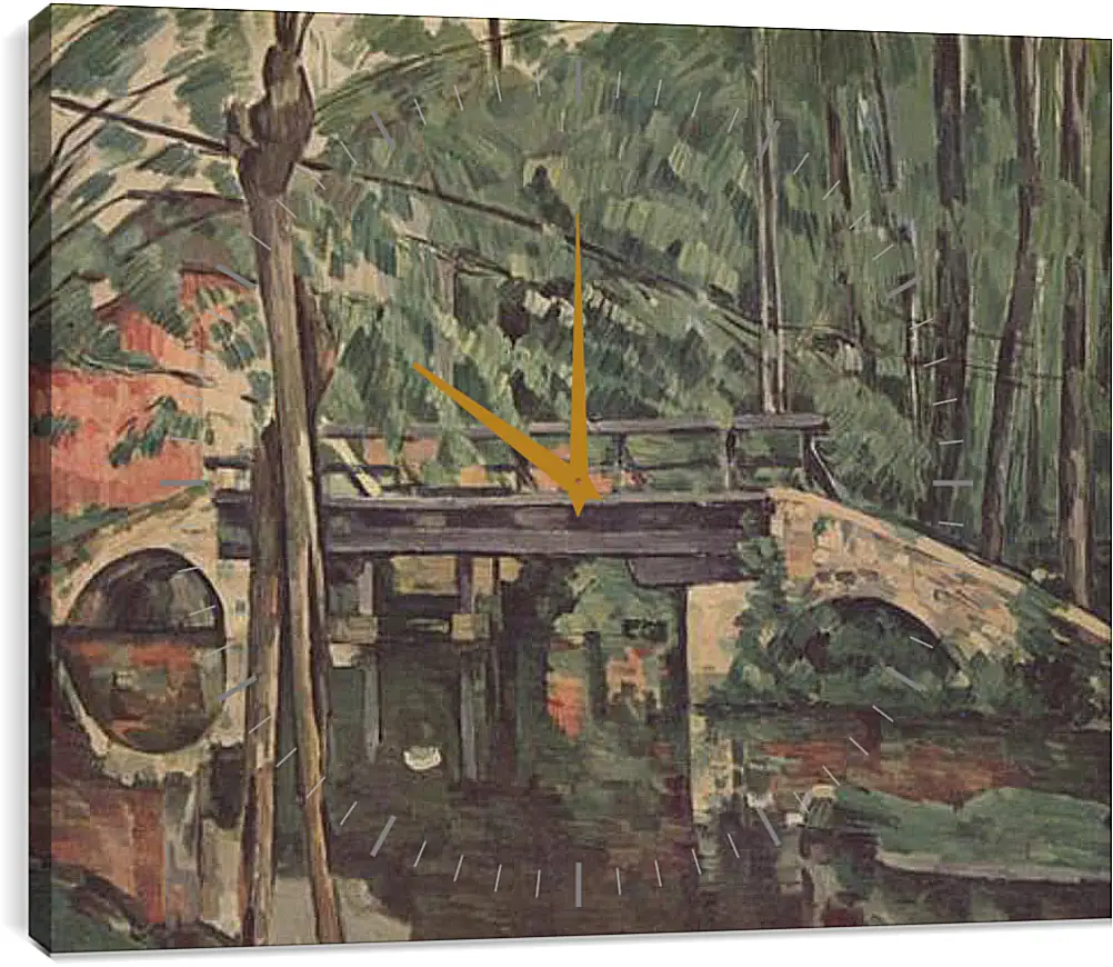 Часы картина - Le petit pont. Поль Сезанн