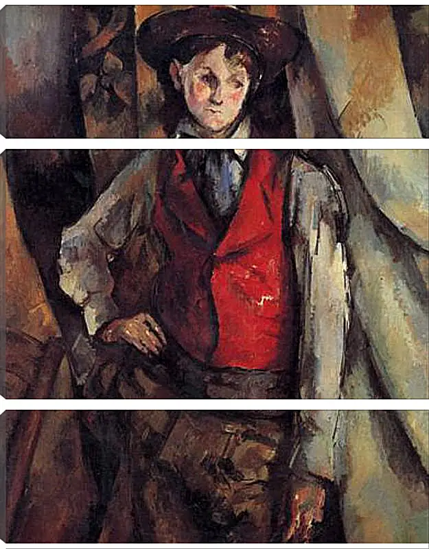 Модульная картина - Boy in a Red Waistcoat. Поль Сезанн