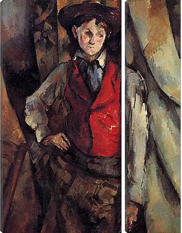 Модульная картина - Boy in a Red Waistcoat. Поль Сезанн