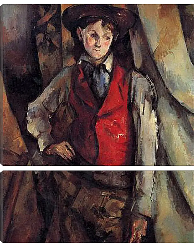 Модульная картина - Boy in a Red Waistcoat. Поль Сезанн