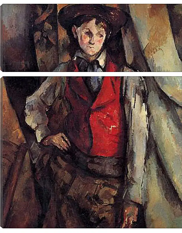 Модульная картина - Boy in a Red Waistcoat. Поль Сезанн