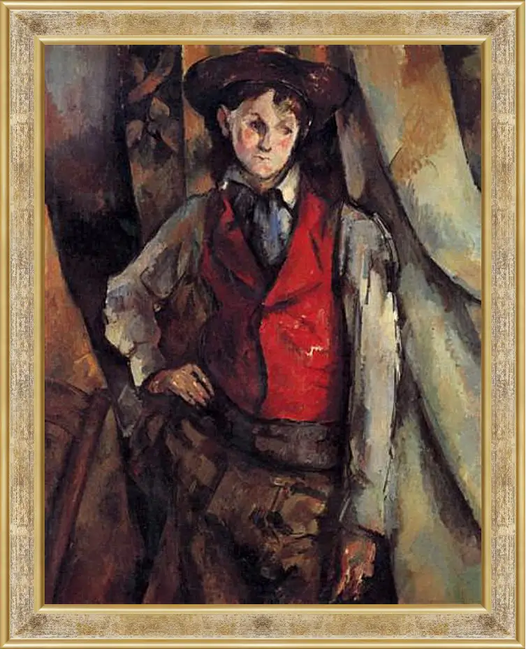 Картина в раме - Boy in a Red Waistcoat. Поль Сезанн