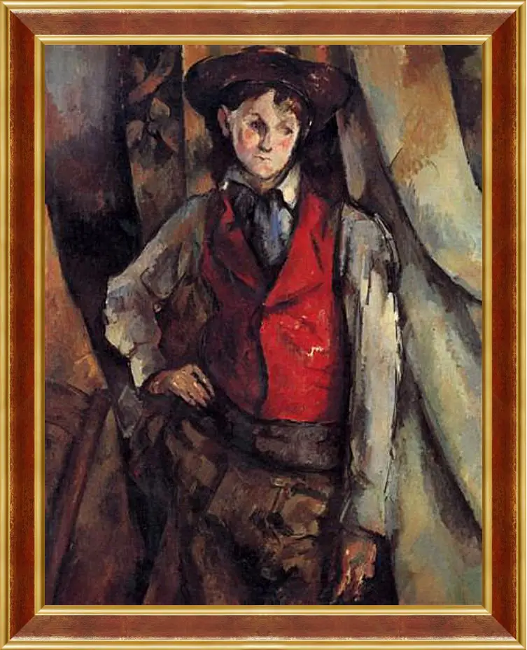 Картина в раме - Boy in a Red Waistcoat. Поль Сезанн