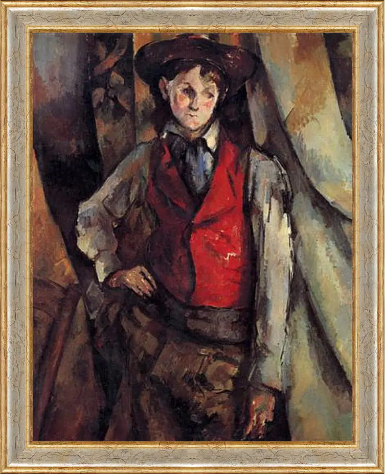 Картина в раме - Boy in a Red Waistcoat. Поль Сезанн