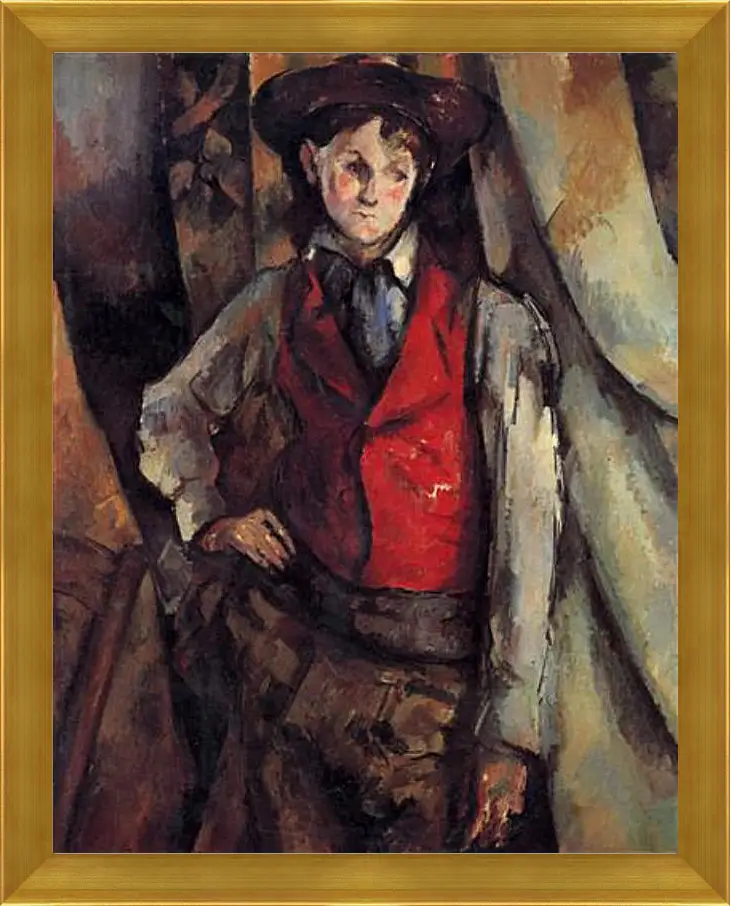 Картина в раме - Boy in a Red Waistcoat. Поль Сезанн