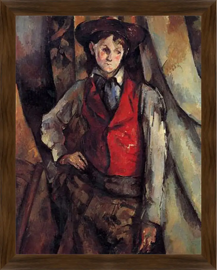 Картина в раме - Boy in a Red Waistcoat. Поль Сезанн