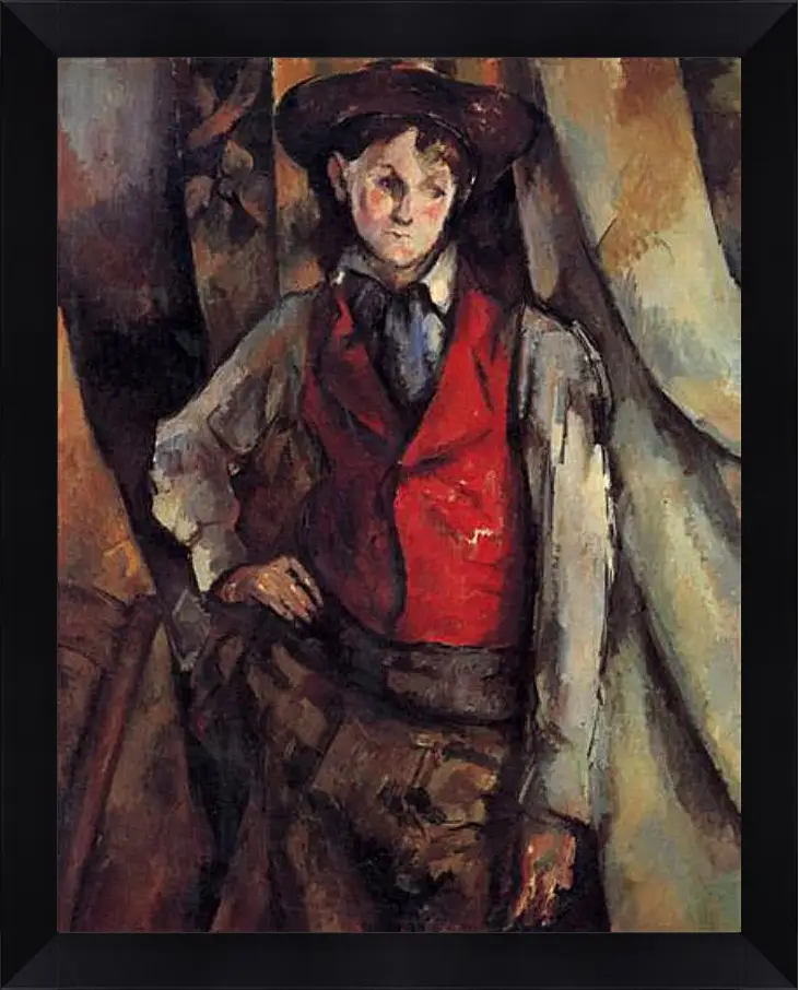 Картина в раме - Boy in a Red Waistcoat. Поль Сезанн