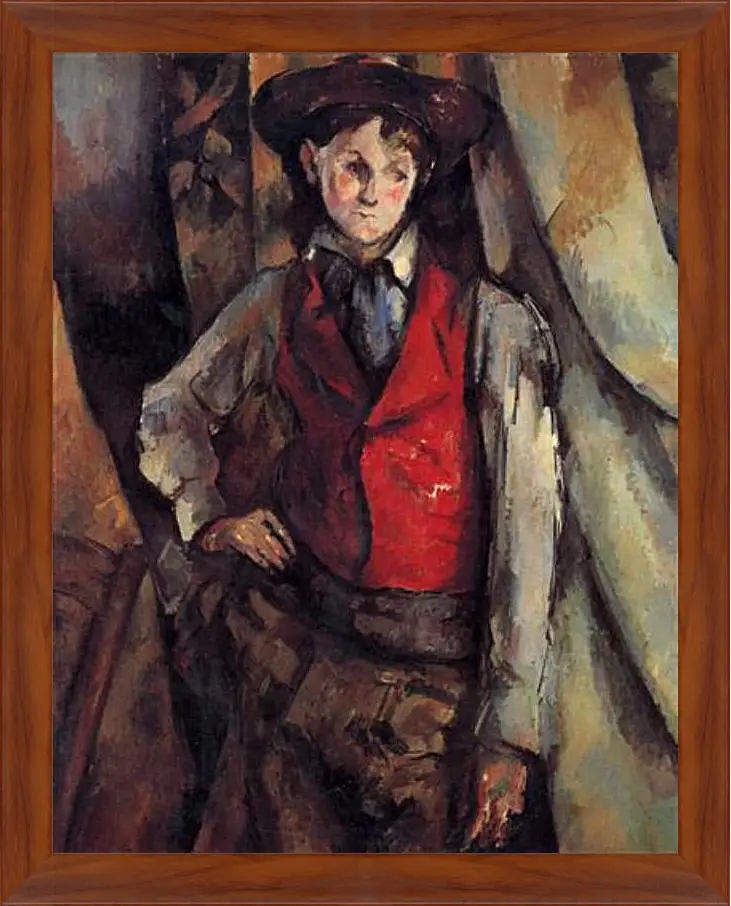 Картина в раме - Boy in a Red Waistcoat. Поль Сезанн