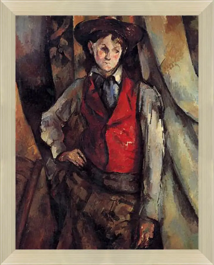 Картина в раме - Boy in a Red Waistcoat. Поль Сезанн