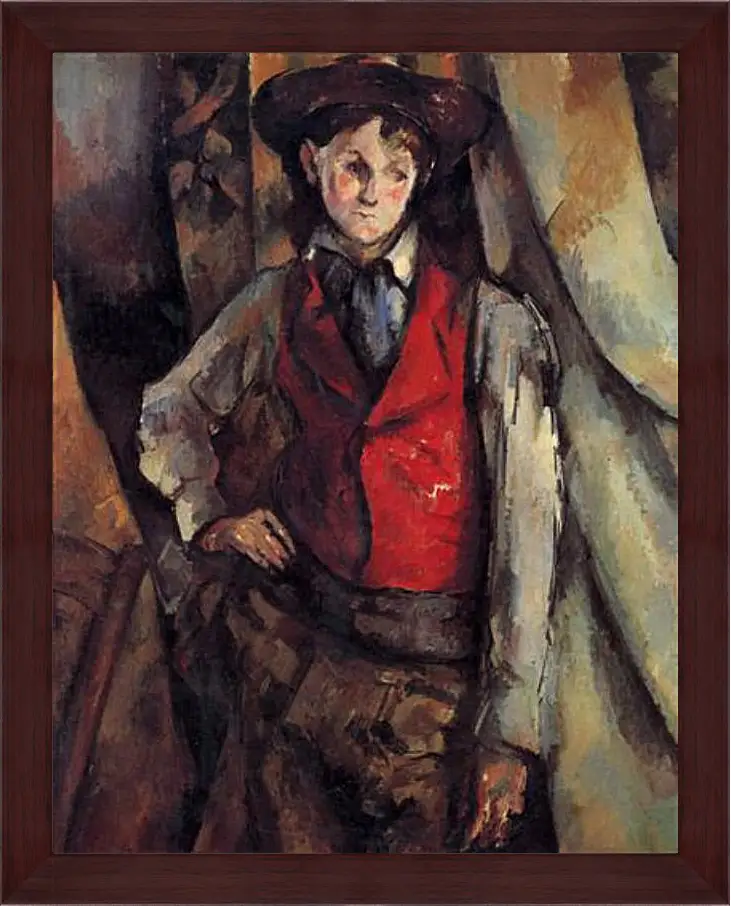 Картина в раме - Boy in a Red Waistcoat. Поль Сезанн