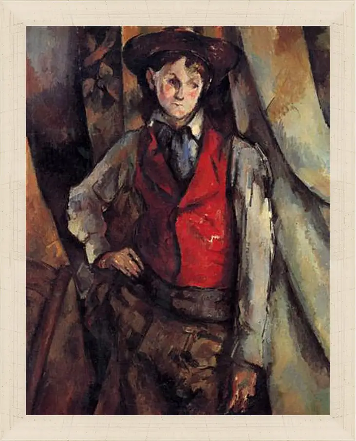 Картина в раме - Boy in a Red Waistcoat. Поль Сезанн