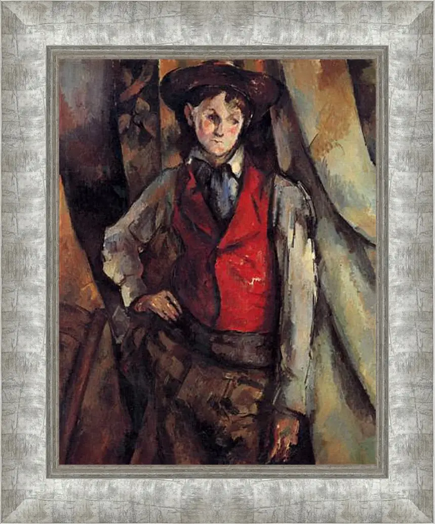 Картина в раме - Boy in a Red Waistcoat. Поль Сезанн