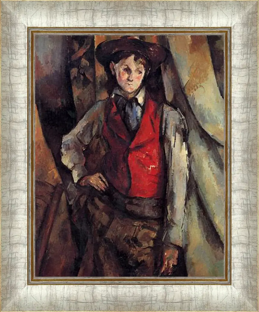 Картина в раме - Boy in a Red Waistcoat. Поль Сезанн