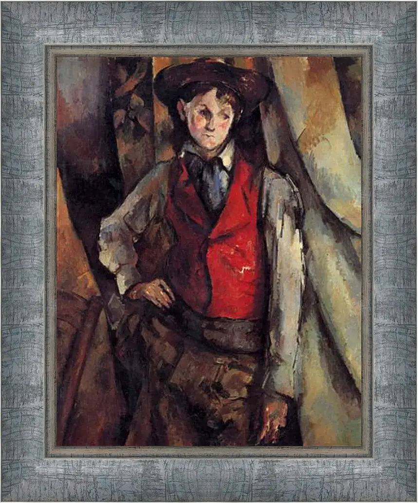 Картина в раме - Boy in a Red Waistcoat. Поль Сезанн