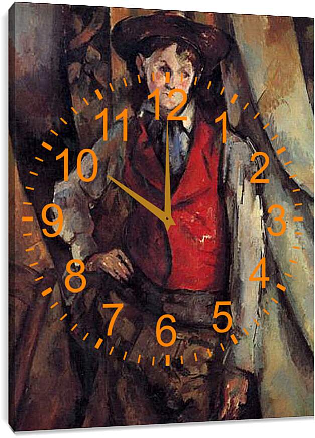 Часы картина - Boy in a Red Waistcoat. Поль Сезанн