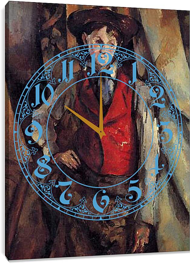 Часы картина - Boy in a Red Waistcoat. Поль Сезанн