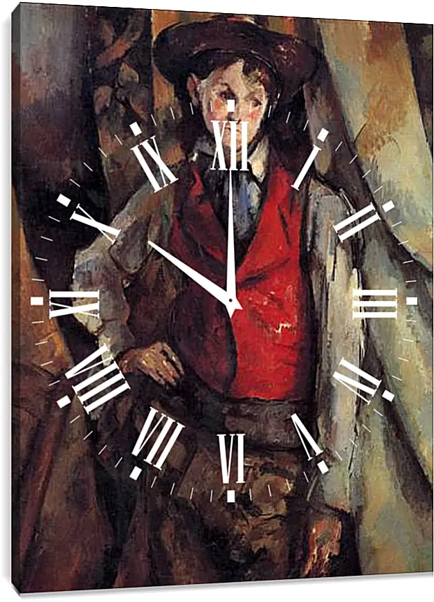 Часы картина - Boy in a Red Waistcoat. Поль Сезанн