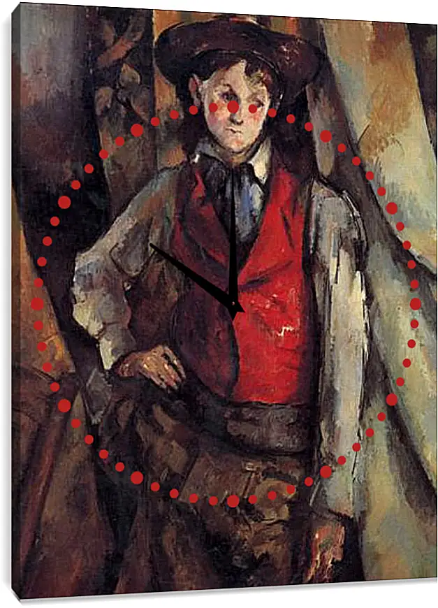 Часы картина - Boy in a Red Waistcoat. Поль Сезанн