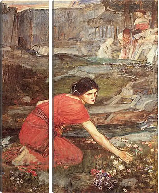 Модульная картина - Study for the Maidens Picking Flowers by a Stream. Джон Уотерхаус