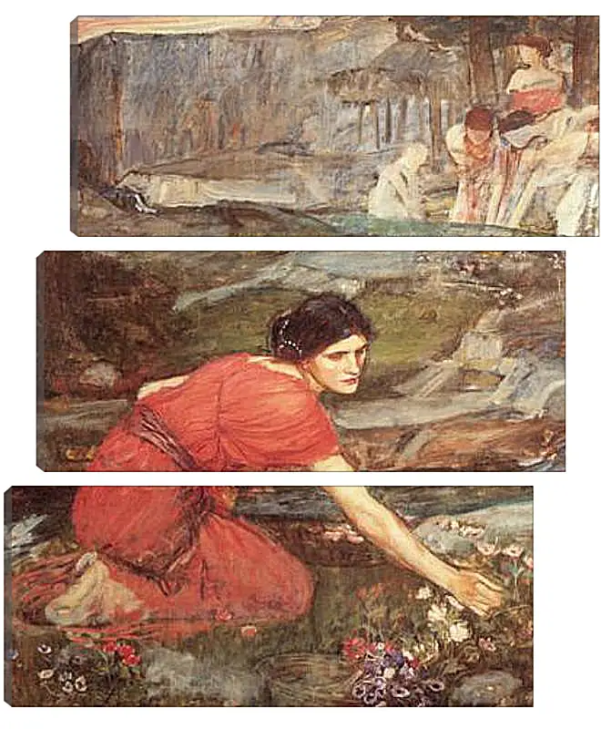 Модульная картина - Study for the Maidens Picking Flowers by a Stream. Джон Уотерхаус