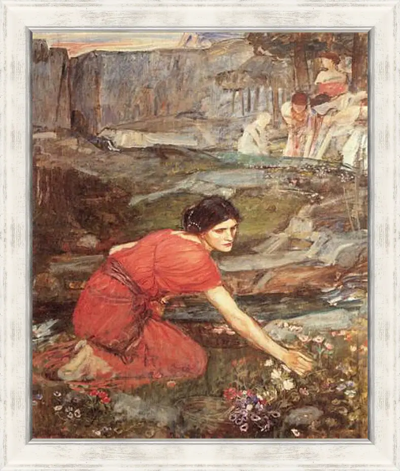 Картина в раме - Study for the Maidens Picking Flowers by a Stream. Джон Уотерхаус