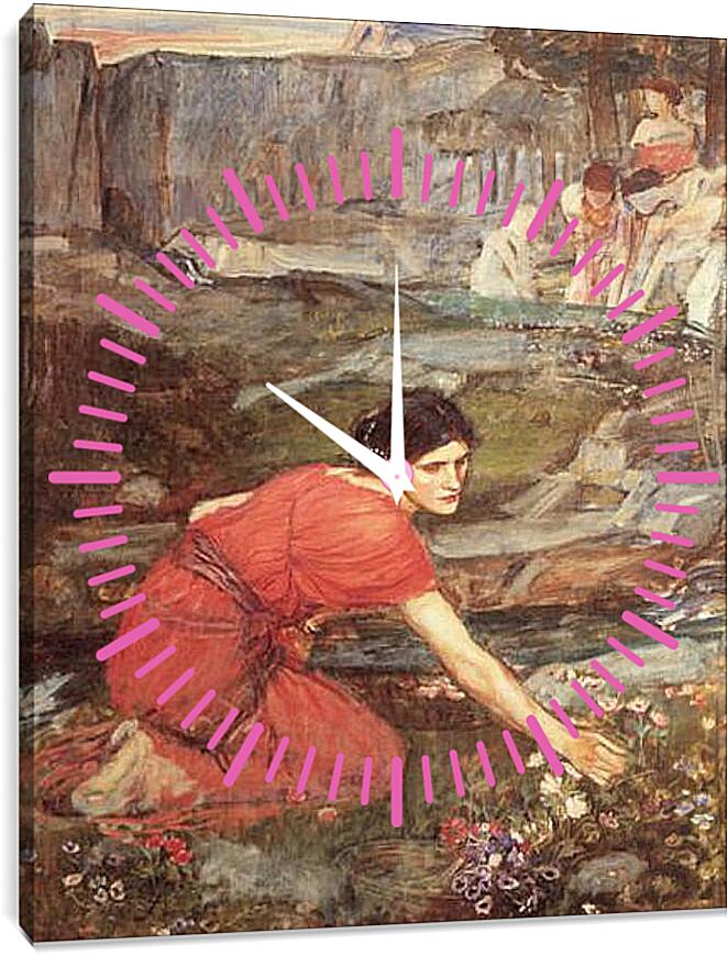 Часы картина - Study for the Maidens Picking Flowers by a Stream. Джон Уотерхаус